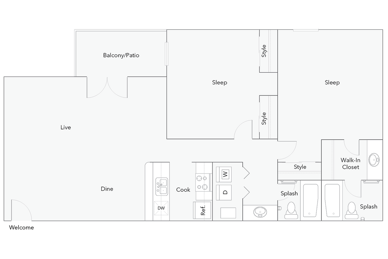 Cary | 2-Bedroom Floorplan - Cary