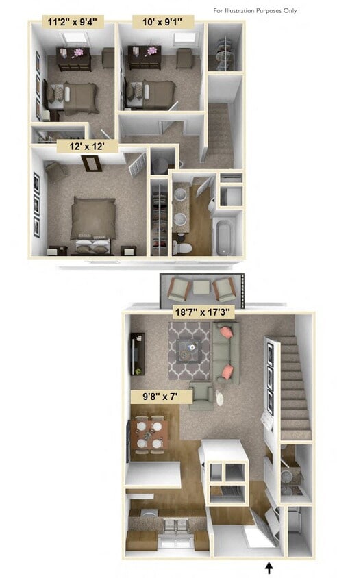Floor Plan - Three Bedroom Rose