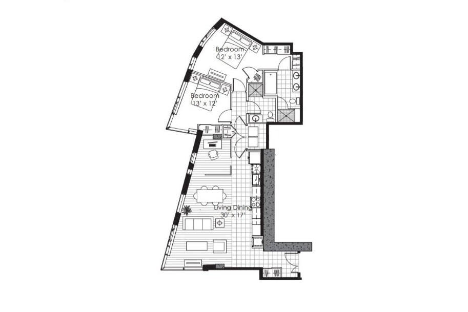 Floorplan X03 Panache; Levels 23-25 - 2x2 D