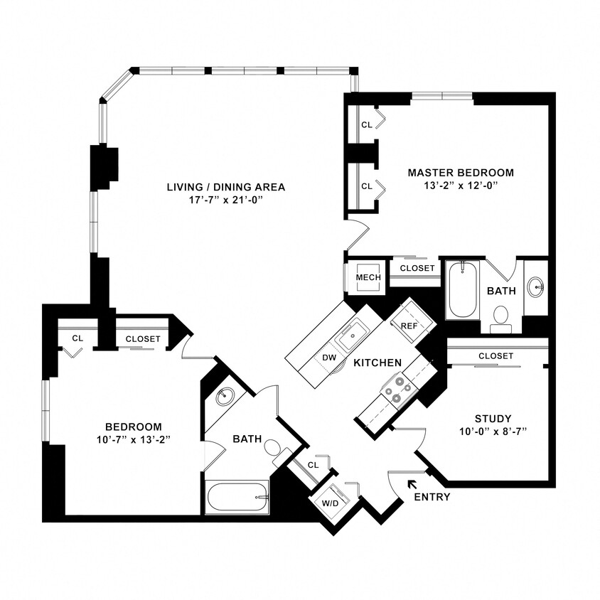 Floor Plan - 2 Bed/2 Bath Den-B09