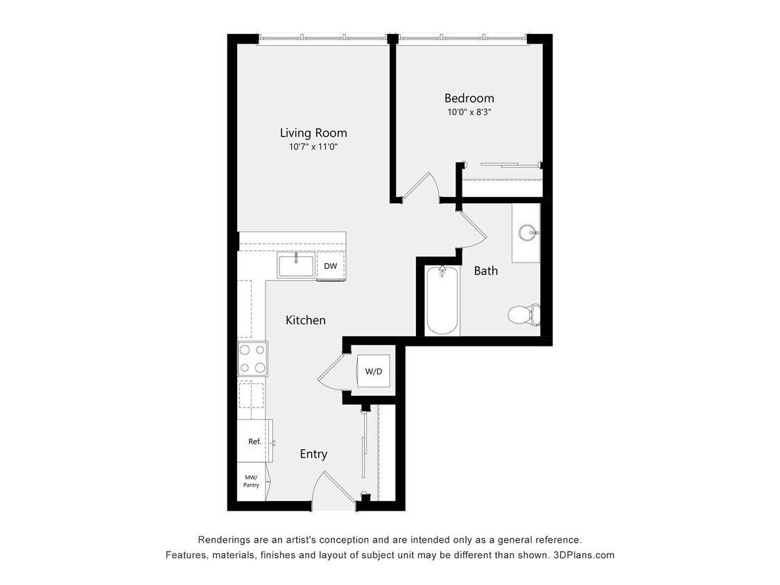 Floor Plan - One Bedroom B03B