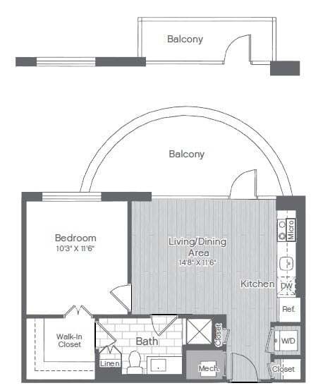 Floor Plan - 1 Bed/1 Bath-A1