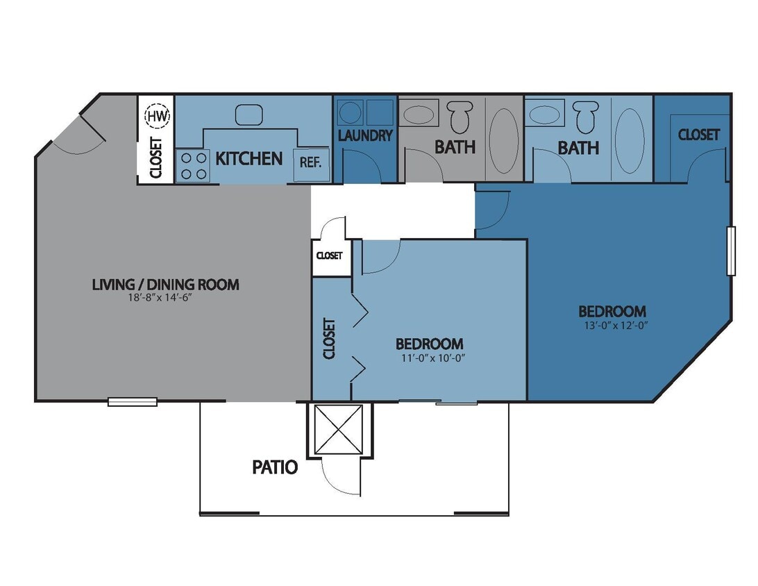 Floor Plan - The Rockwood 2BR 2BA