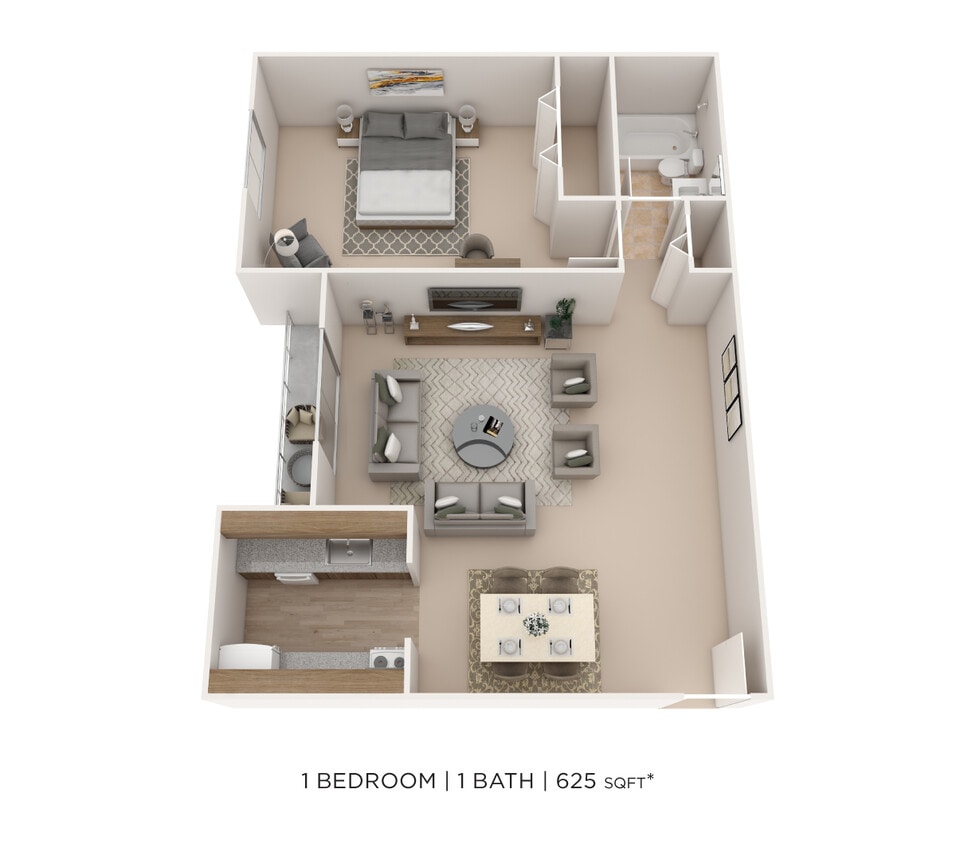 Floor Plan - One Bedroom- 625 sqft