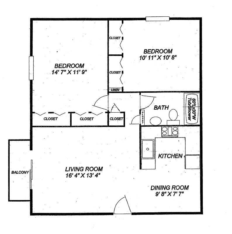 Floor Plan - Two Bedroom One Bath