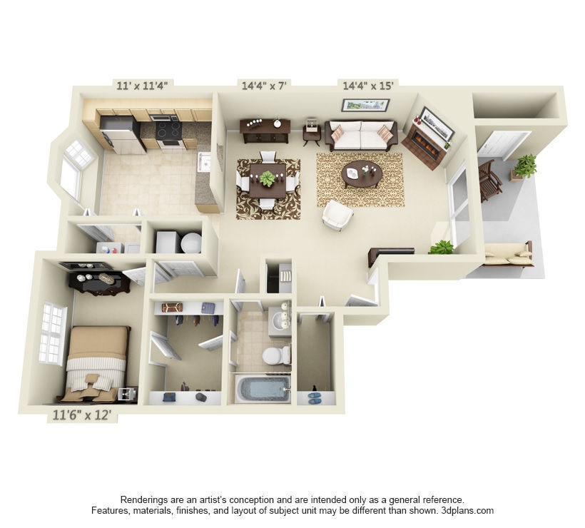 Floor Plan - One Bedroom