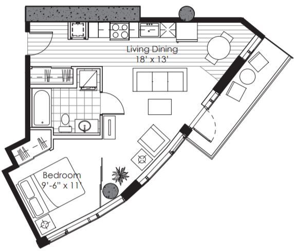 Floor Plan - 1x1 B