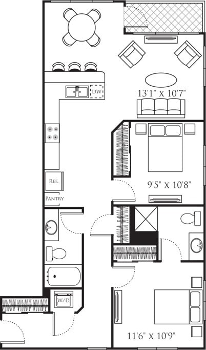Floor Plan - Two Bedroom F (2A) 