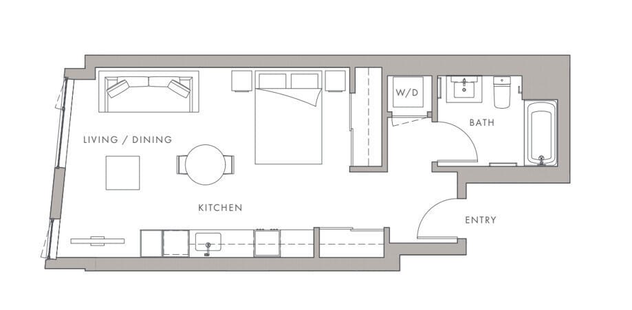 Floor Plan - 0BD, 1BTH S4