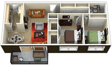 Floor Plan - 2 Bed 1 Bath