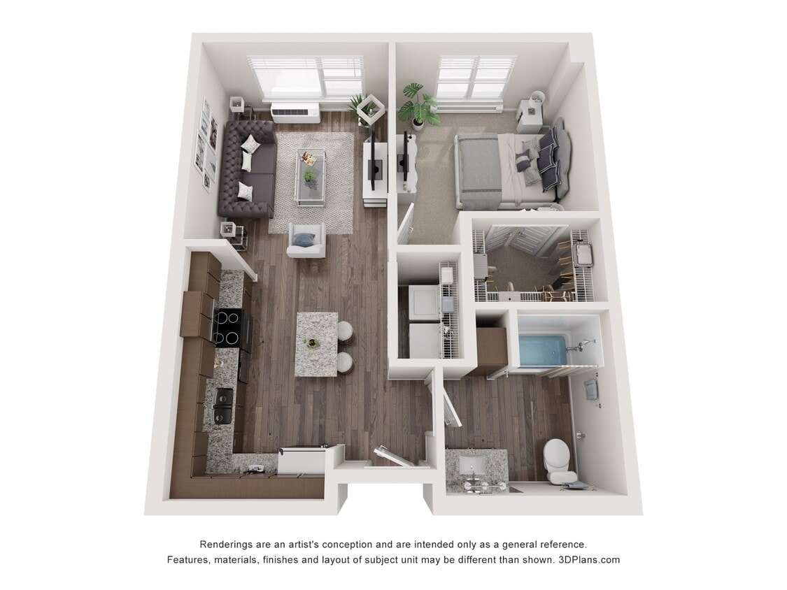 Floor Plan - 1 Bedroom A - 60%