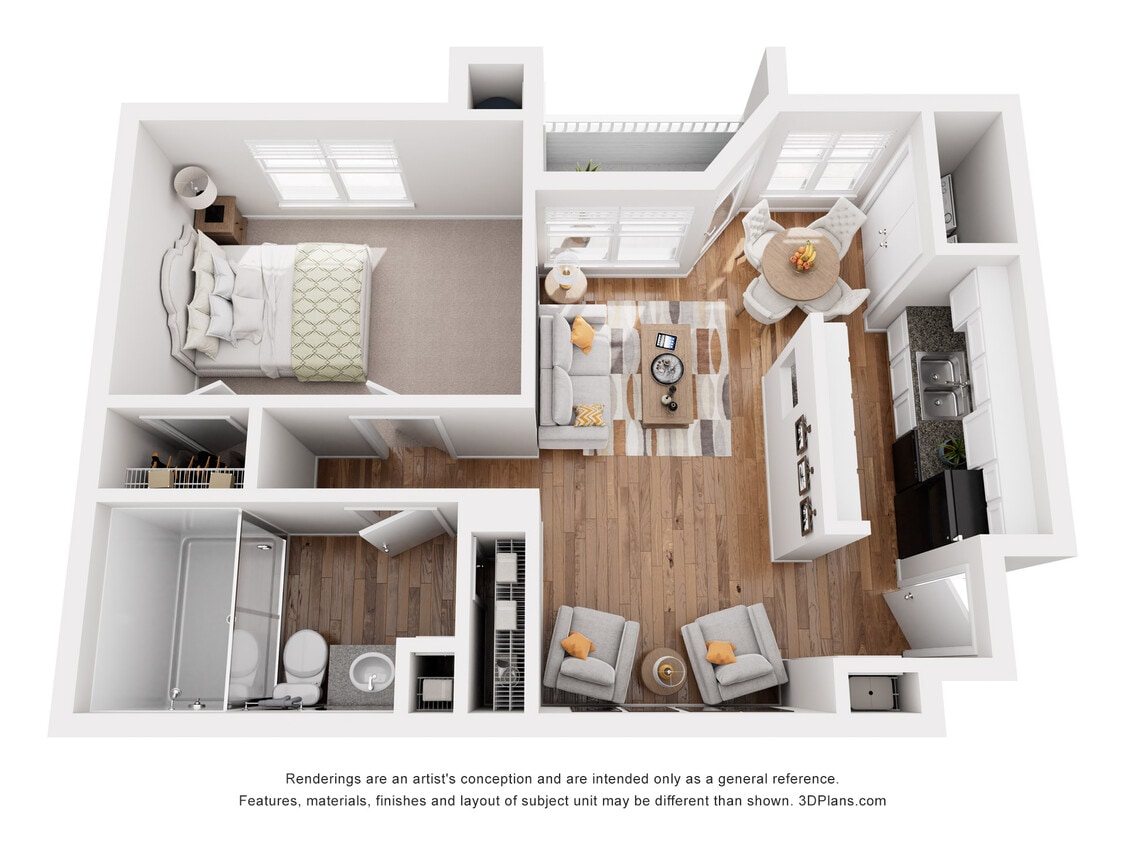 Floor Plan - 1 BR/ 1 BA