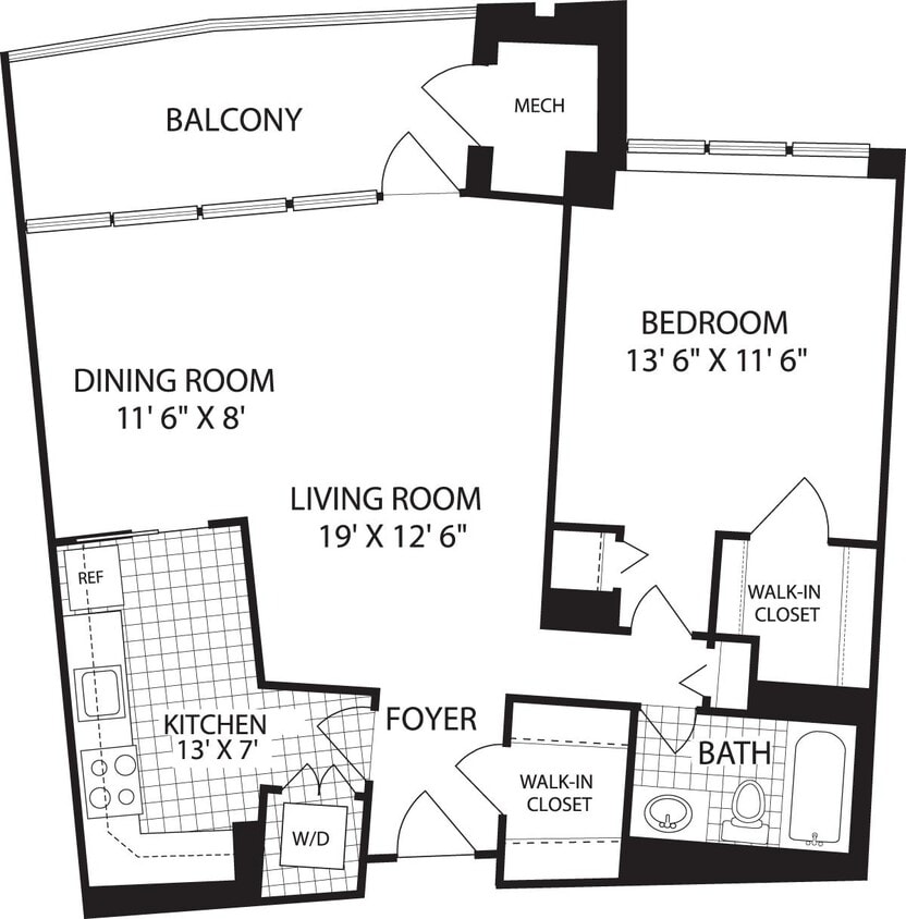 Floor Plan - 1 Bedroom J