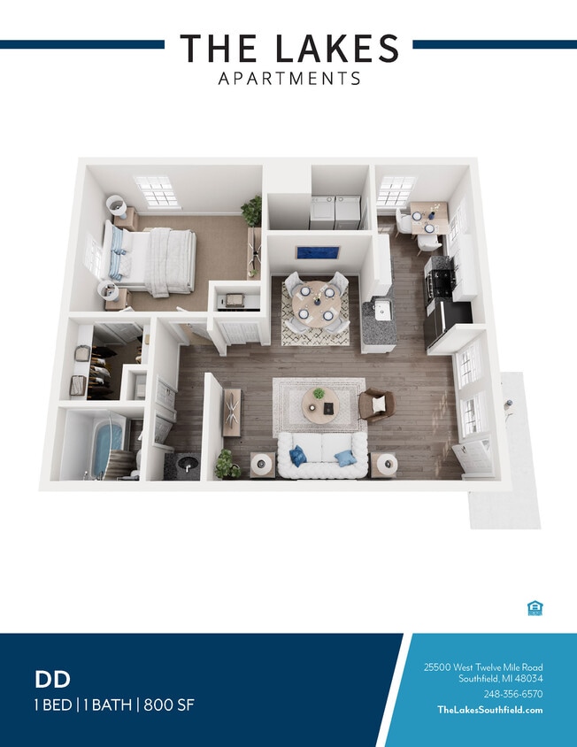 Floor Plan - 1 BED 1 BATH STYLE D