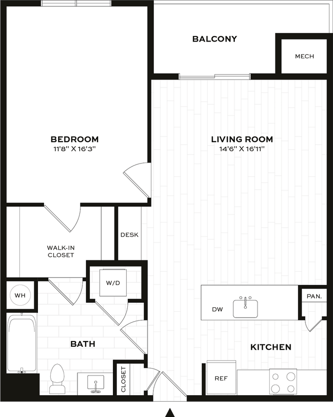 Floor Plan - 1 Bed/1 Bath-B2-X