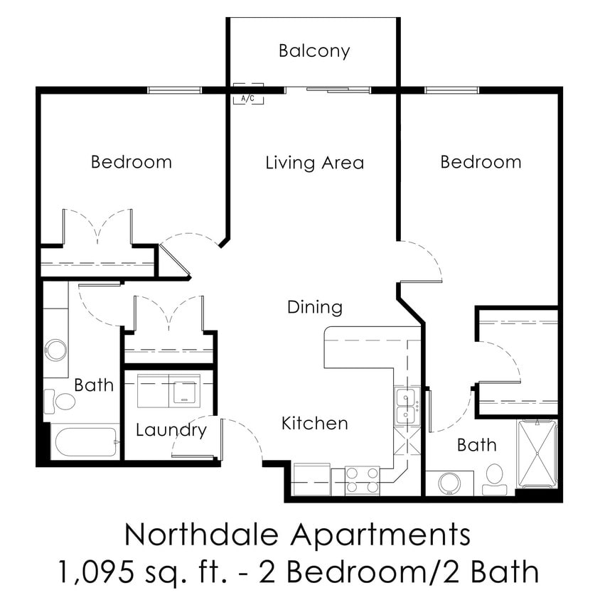 Floor Plan - Northdale Apartments - Free WiFi and Garage Inc...