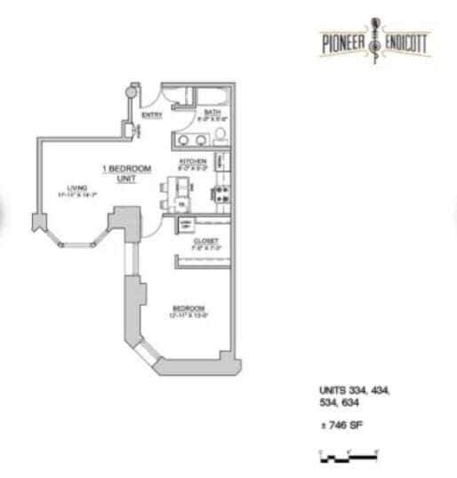 Floor Plan - 1BR/1BA