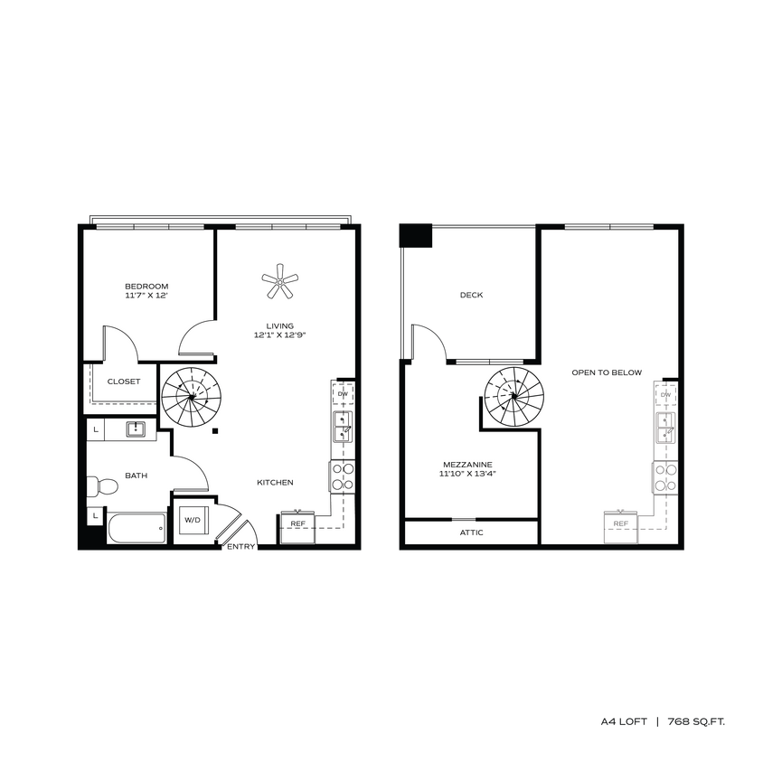 Floor Plan - 1BR/1BA A4 LOFT
