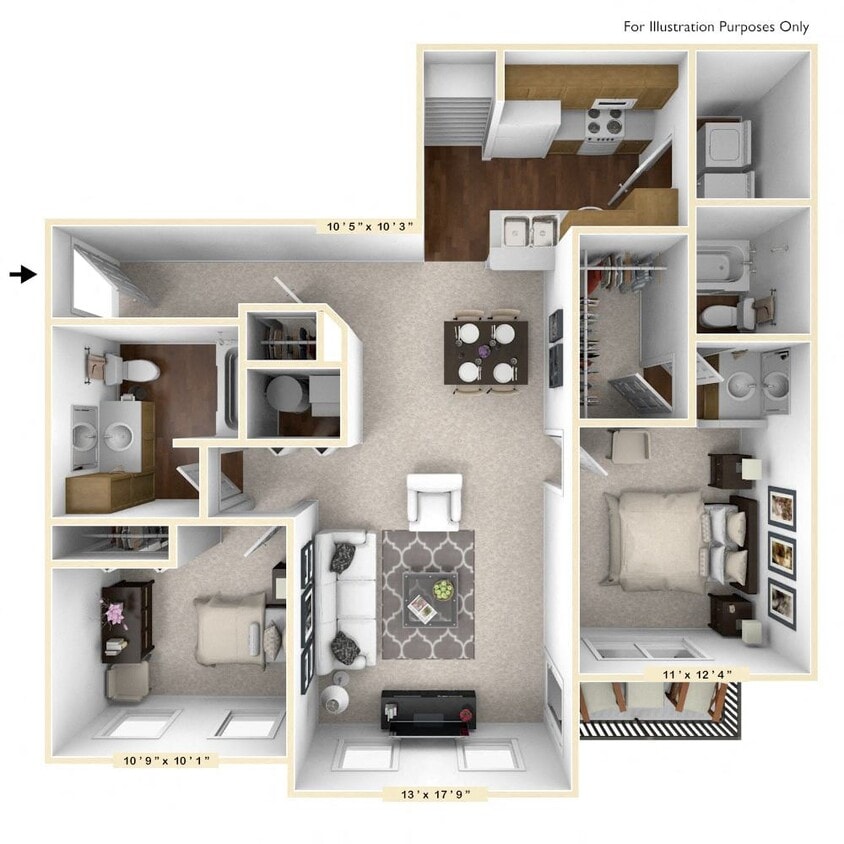 Floor Plan - The Cambridge 2 BR 2 BA