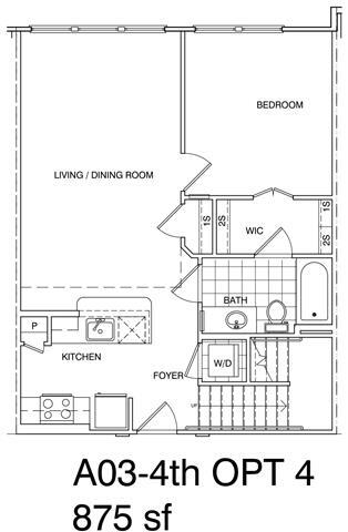 Floor Plan - 1 Bedroom + Loft, 1 Bath 875 SF A3L