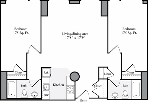 Floor Plan - The Lofts 2 Bedrooms EE