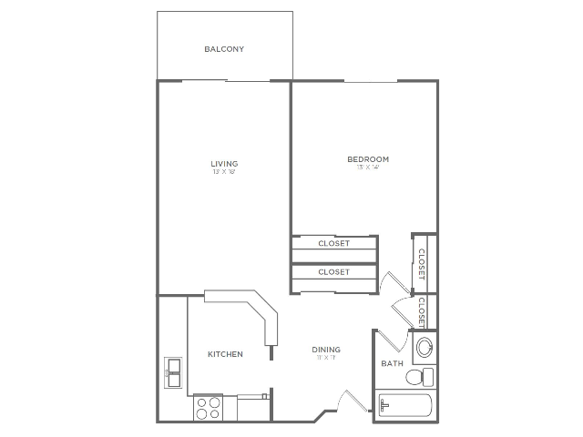 1 Bedroom 1 Bathroom A1 | 767 Sq Ft - A1