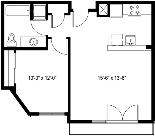 Floor Plan - 1 Bedroom C