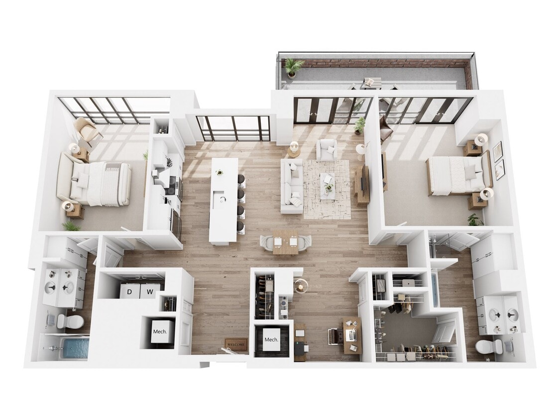 Floor Plan - 2 Bedroom Penthouse + Den