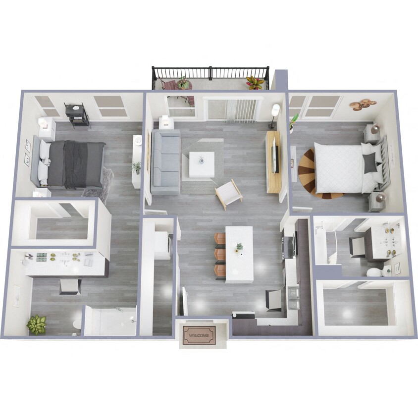 Floor Plan - H - 2 Bed 2 Bath