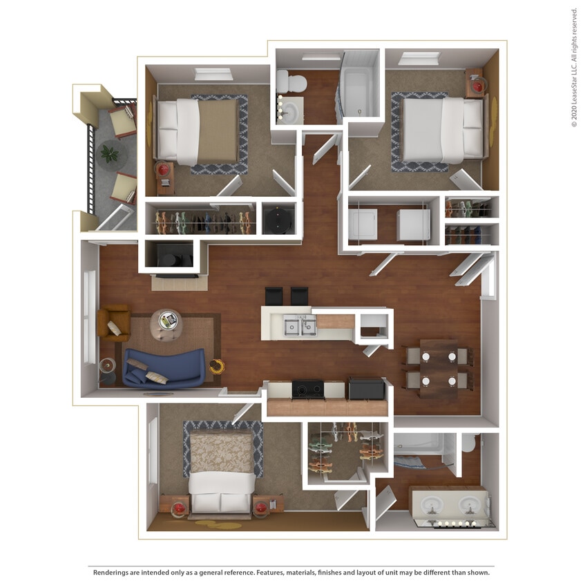 Floor Plan - 3 Bed 2 Bath 1292 SqFt (1249 Net)