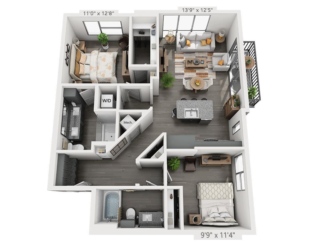 Floor Plan - Two Bedroom B2C-II