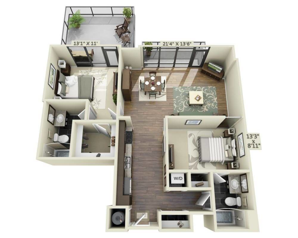 Floor Plan - Two Bedroom B2B