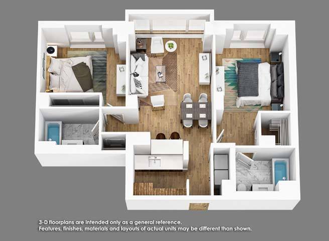 Floor Plan - 2 Bedroom 2 Bath- B02