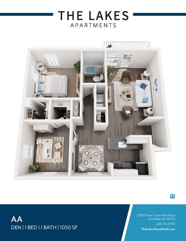 Floor Plan - 1 B/R, 1 BATH W/DEN