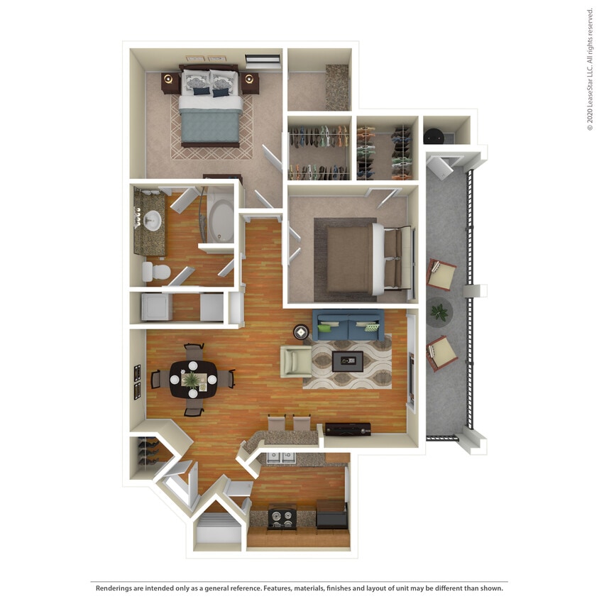 Floor Plan - 2 Bed 1 Bath 1083 SqFt (958 Net)