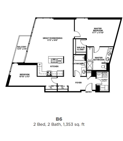 Floor Plan - B6 - Two Bedroom Two Bath