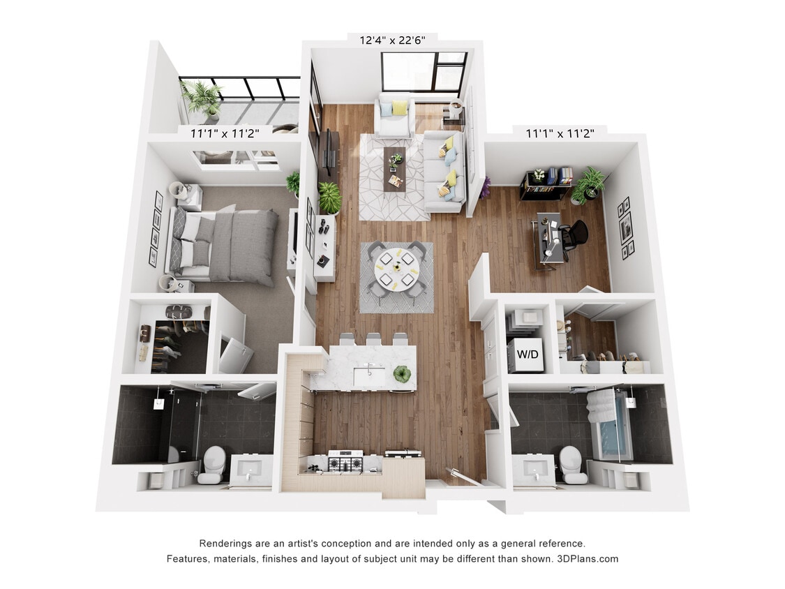 Floor Plan - 1x2 Den - 1015