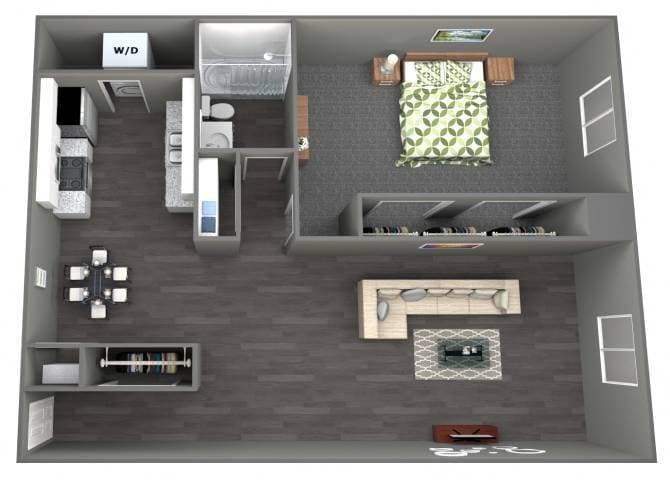 Floor Plan - 1 Bed 1 Bath N