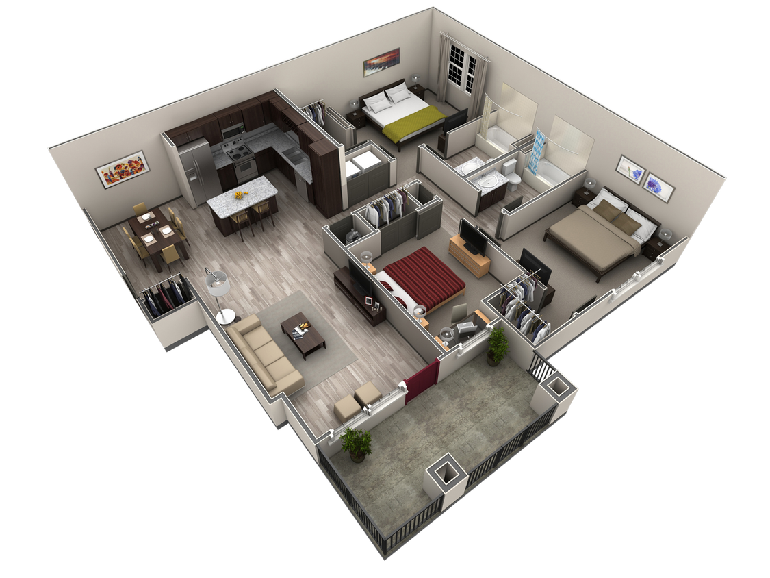 Floor Plan - 3 BR Grand Courtyard Garage