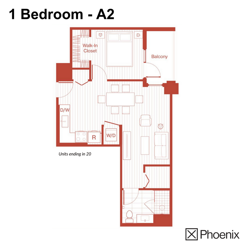 1 Bed/1 Bath Layout: A2 - 1 Bedroom - A2
