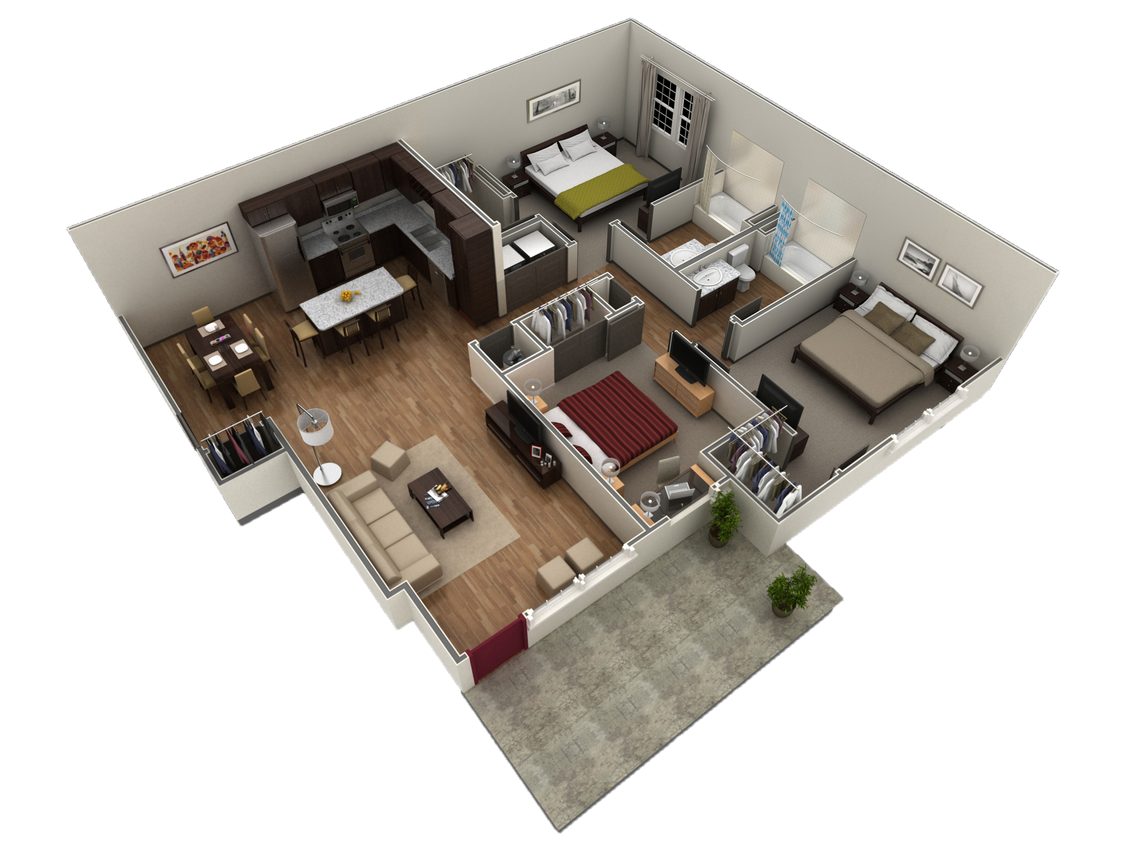Floor Plan - 3 BR Grand Courtyard Garage