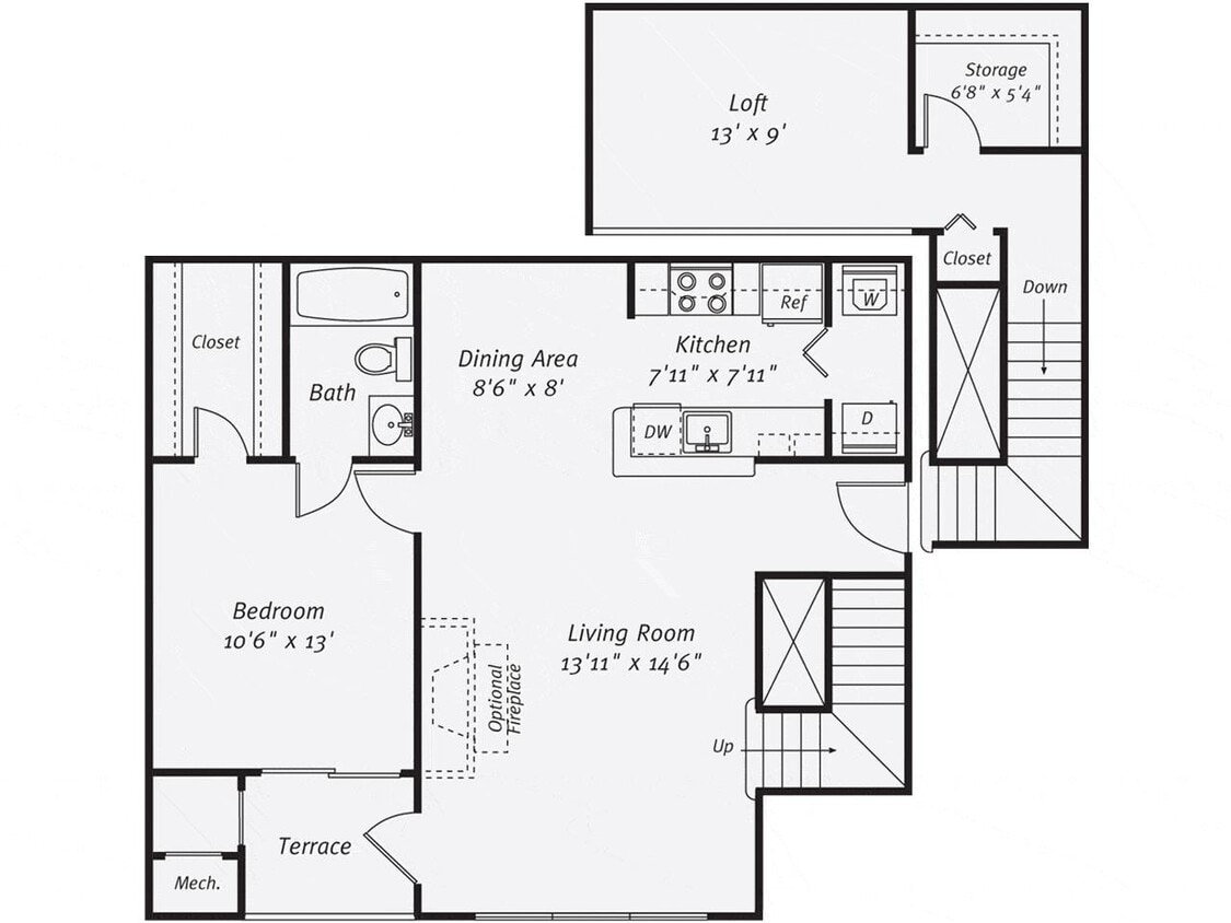 Floor Plan - 1 Bedroom 1 Bathroom