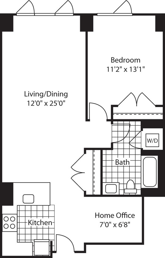 Floor Plan - 1 Bed (North)- 862
