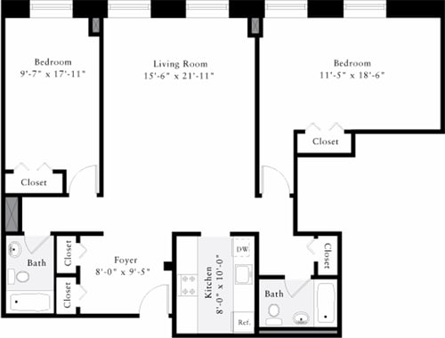 Floor Plan - The Lofts 2 Bedrooms JJ