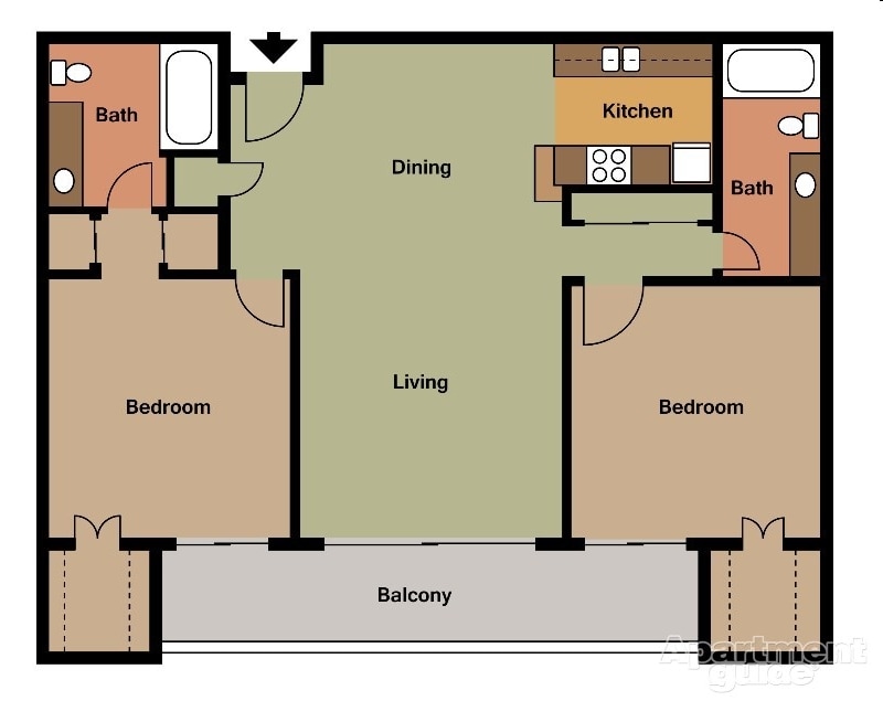 2BR/2BA - 2 Bedroom 2 Bath