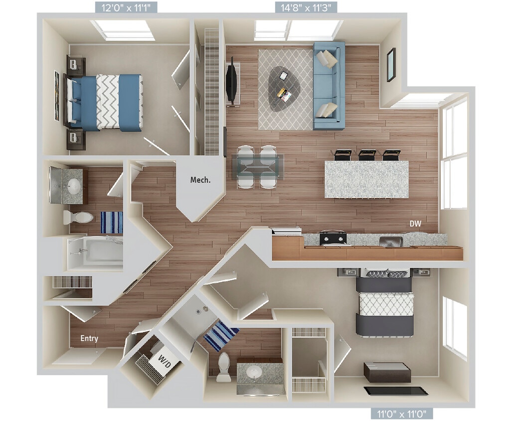 Floor Plan - B7-1093SF-Apt544