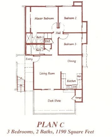 Floor Plan - 3 Bedroom 2 Bath Flat Downstairs