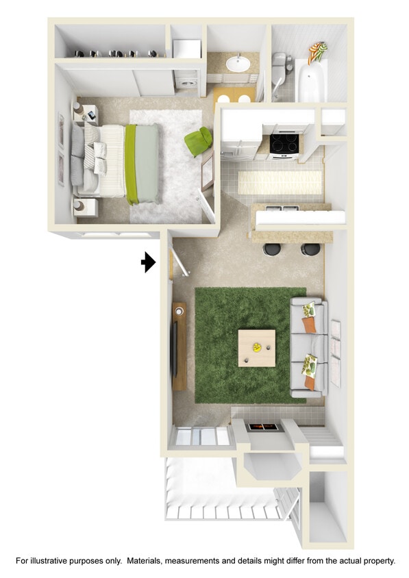 Floor Plan - Junior One Bed One Bath