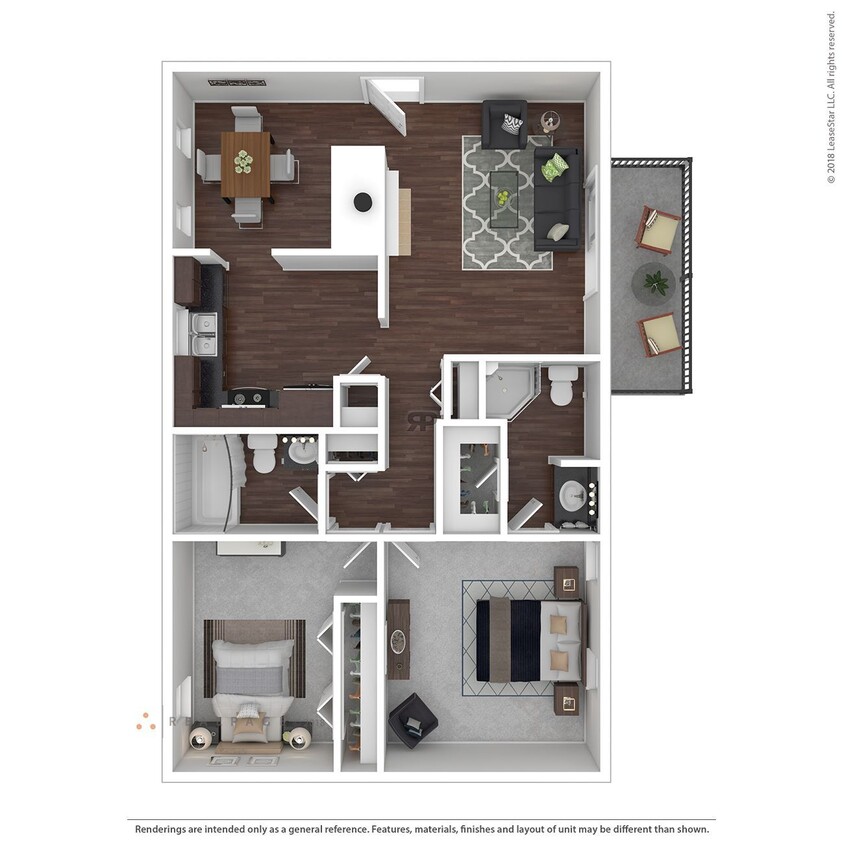 Floor Plan - Two Bedroom (2 Bedroom / 2 Bath)