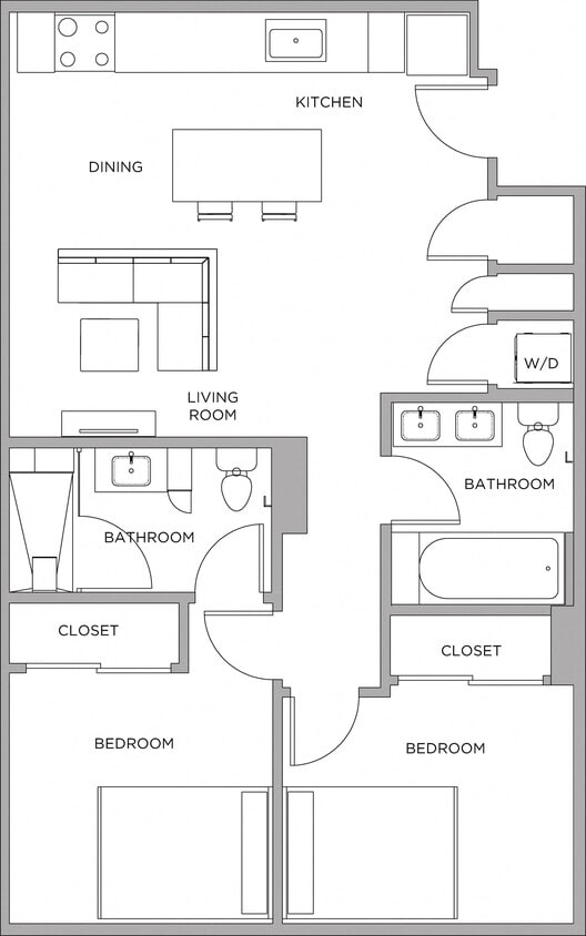 Floor Plan - 2 Bed/2 Bath-970